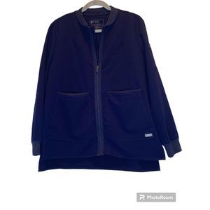 FIGS Scrub Jacket Women’s Size Large Navy Ribbed Collar